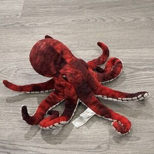 Fiesta Red & Black Octopus 12" Plush Gray Textured Underside Lifelike Realistic